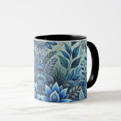 Bleu Floral Design Café Mug (Devant droit)