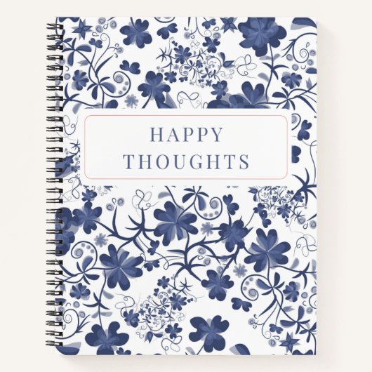 Bleu Floral Double Pensées Diverses Journal Carnet (Devant)