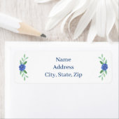 Bleu Floral Étiquette de adresse du feuillage (En situation)