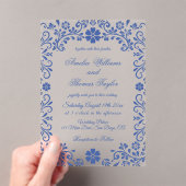 Bleu Floral Faire-part de mariage romantique (In situ (ordinateur de poche))