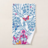 Bleu Floral Feminine papillons motif (Serviette à main)