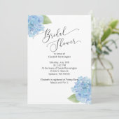 Bleu floral Hydrangea nuptiale douche Invitation (Debout devant)