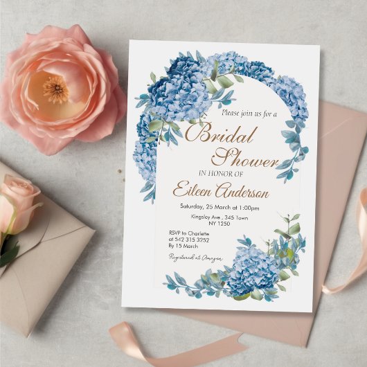 Bleu Floral Jardin nuptiale invitation à la douche
