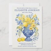 Bleu Floral Lemon Invitation de la douche nuptiale (Devant)