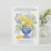 Bleu Floral Lemon Invitation de la douche nuptiale (Debout devant)