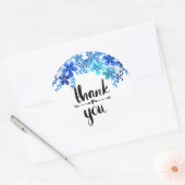 Bleu floral merci autocollant (Enveloppe)