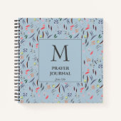 Bleu | Floral | Monogramme | PRAYER JOURNAL (Devant)