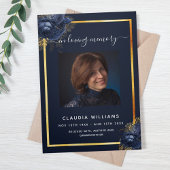 Bleu floral or photo tri-pli programme funéraire