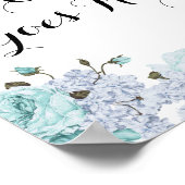 Bleu floral personnalisable affiche (Coin)