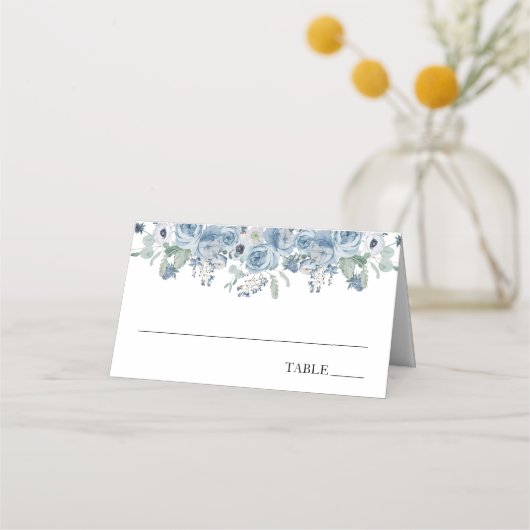 Bleu Floral Tea Heure Mariée DoucheNom Cartes de l (Devant)