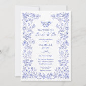 Bleu Floral Tea Party Bridal Douche Invitation (Devant)