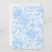 Bleu Floral Toile Bridal Douche Invitation (Dos)