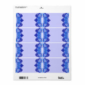 Bleu Floral Vintage Art Blanc Grand Étiquette (Feuille entière)