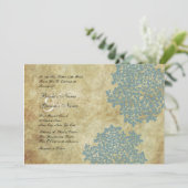 Bleu Floral Vintage Mariage Invitations (Debout devant)