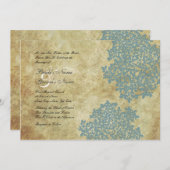 Bleu Floral Vintage Mariage Invitations (Devant / Derrière)
