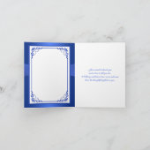 Bleu, Flore blanche, Coeurs Mariage Carte de remer (Intérieur)