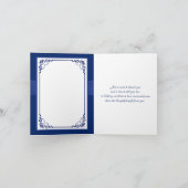 Bleu, Flore blanche, Coeurs Mariage Carte de remer (Intérieur)