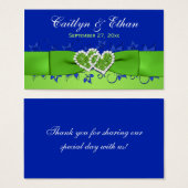 Bleu, Flore verte, Coeurs Mariage Favor Balise (Devant & derrière)