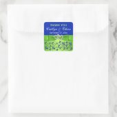Bleu, Flore verte, Coeurs Mariage Favor Sticker (Sac)