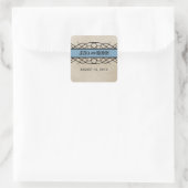 Bleu Flourish Bordure Stickers Mariage (Sac)