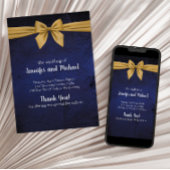 Bleu foncé avec Faire-part de mariage en or