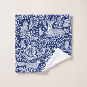 Bleu foncé Blanc Bois Animaux Nature Art (Gant de toilette)