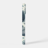 Bleu foncé, Bleu blanc Scène d'hiver Palmiers Floc (Côté droit)