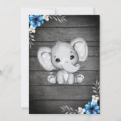 bleu foncé éléphant rustique garçon invitation dou (Dos)