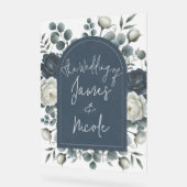 Bleu foncé et blanc Moderne Floral Mariage (Angle)