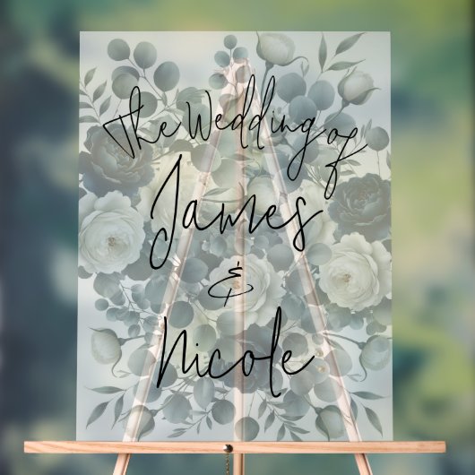 Bleu foncé et blanc Moderne Floral Mariage (Neutre)