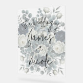 Bleu foncé et blanc Moderne Floral Mariage (Angle)