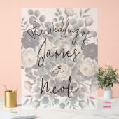 Bleu foncé et blanc Moderne Floral Mariage (Mariage)