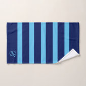 Bleu foncé et clair Rayures Monogramme Serviette d (Serviette à main)