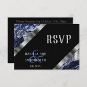 Bleu foncé et marbre argenté - RSVP (Devant / Derrière)