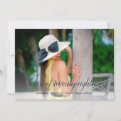 Bleu foncé et rayures mauves Faire-part diplômée (Devant)