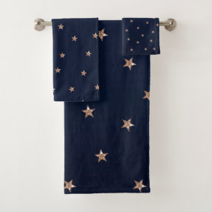 Bleu foncé et rose or métallisé étoiles scintillan