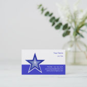 Bleu foncé étoile carte de visite bleu blanc (Debout devant)