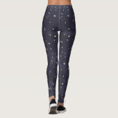 Bleu foncé Gold Star Leggings femmes (Dos)