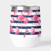 Bleu foncé Grunge rayures Flamant rose rose Monogr (Droite)