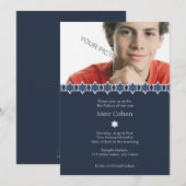 Bleu foncé - Invitation Bar Mitzvah (Devant / Derrière)