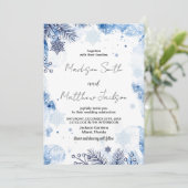Bleu foncé Invitations de mariage d'hiver (Debout devant)