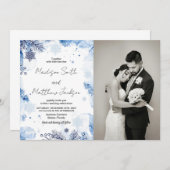 Bleu foncé Invitations de mariage d'hiver avec pho (Devant / Derrière)