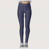 Bleu foncé Jaune Grille Leggings (Devant)