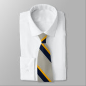 Bleu foncé, Jaune, Gris rayé Cravate texturé (Attaché)