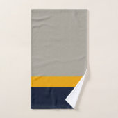 Bleu foncé, Jaune, Gris rayé Texté (Serviette à main)