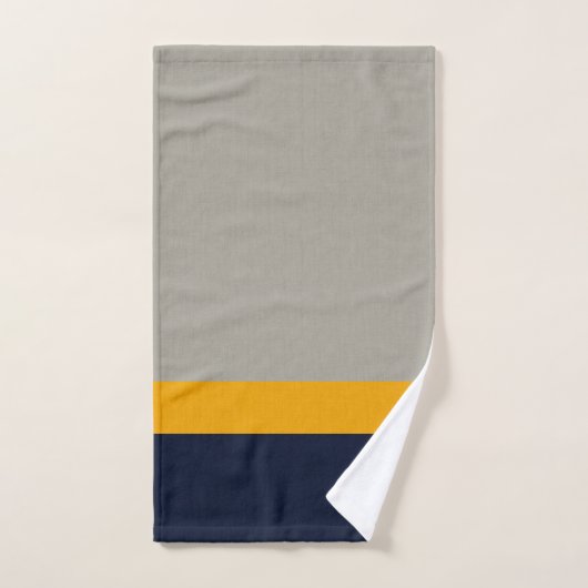 Bleu foncé, Jaune, Gris rayé Texté (Serviette à main)