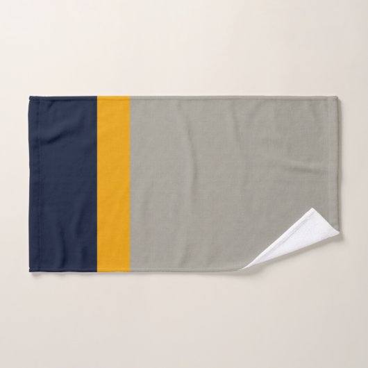 Bleu foncé, Jaune, Gris rayé Texté (Serviette à main)