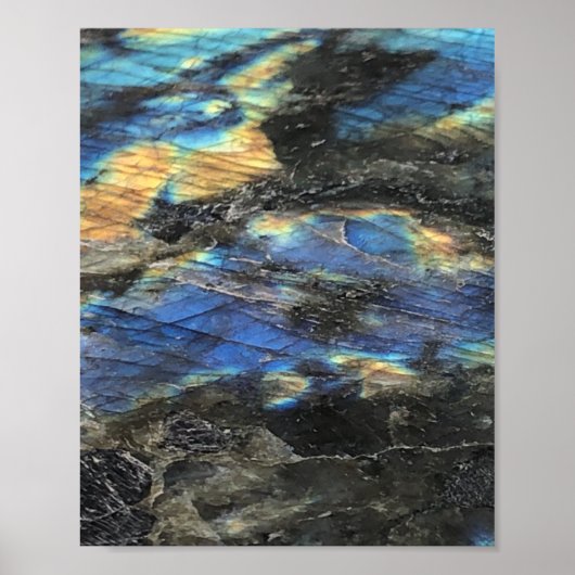 Bleu foncé Jaune Labradorite Crystal Poster d'impr (Devant)