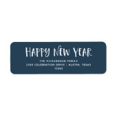 Bleu Foncé | Joyeux Étiquette du nouvel an (Devant)