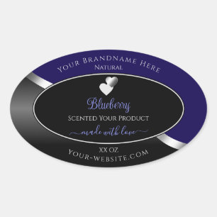Bleu foncé Noir Wavy Coeurs d'argent Étiquettes de